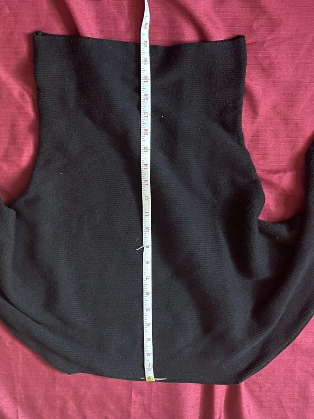 Black ribbed knit with a high funnel collar and dolman size medium for women